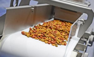 Pet food on conveyor at Petfood Forum