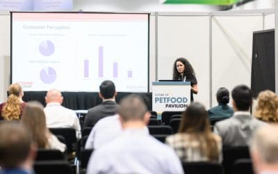 Female student presenting research at Petfood Forum